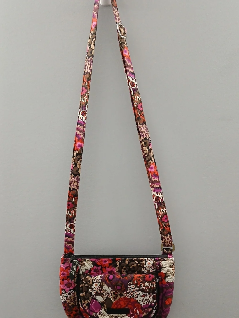 Vera Bradley Floral Quilted Crossbody in Brown, Pink & Purple - Picture 1 of 7